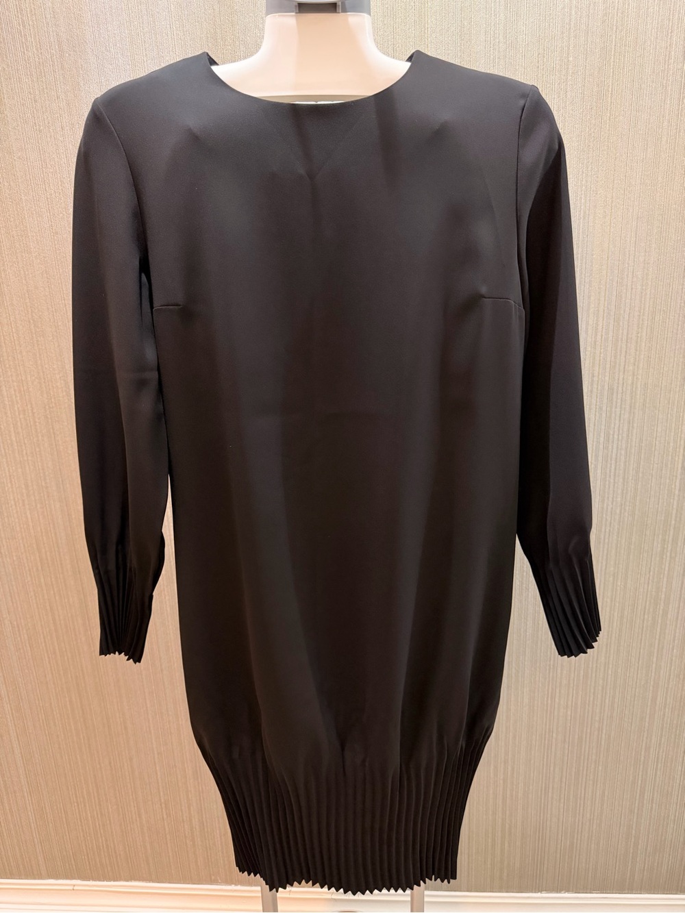 COS Black Pleated Cocoon Shift Dress Size S Minimalist